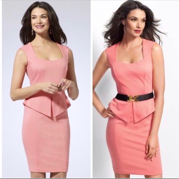 Cache Dresses & Skirts - Cache | Coral Peplum Ponte Fitted Dress 2